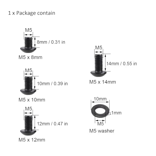 200Pcs 2020 Aluminum Extrusion M5 T Slot Bolts Screws with Washer 20 Series Extruded Hardware M5x8 10 12 14mm for 20/20 80 20 2040 T V Slot Black Aluminum Profile Accessories - style: 20 Series Type E