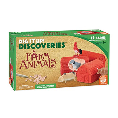 MindWare Dig It Up Farm Animal Discoveries – STEM Excavation Toy for Kids, Dig and Discover 12 Farm Animal Surprises, Ages 4+