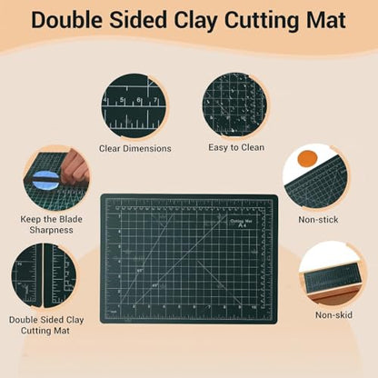 Basic Polymer Clay Tools, Clay Sculpting Tools Acrylic Roller Pin, Clear Rectangle Sheet Press Board, Double-Ended Pottery Carving Set for Beginner (26) - size: 26