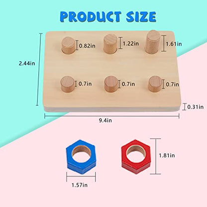 Jumbo Wooden Nuts and Bolts Board, Wooden Puzzle Stacking Toys for 1-3 Year Olds, Occupational Therapy Toys for Fine Motor Skills, Boys & Girls Baby Gift