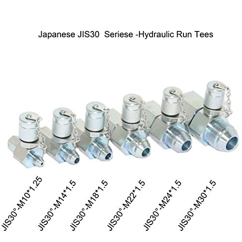 XZT KOM 6PACK Japanese JIS30 Hydraulic Swivel Run tees,hydrulic tee Connector,Tester Coupling Set for Hydraulic System, Excavator Construction Machinery