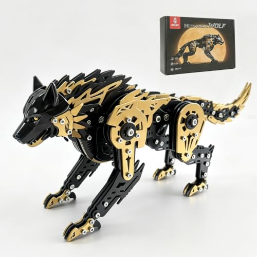 3D Metal Puzzle for Adults,Mechanical Animal Wolf Puzzle Building Set，3D Metal Model Kits, Brain Teaser Puzzles DIY Assembling for Stress Relief - A Collectible Gift for a man and boy (Black) - color: Black
