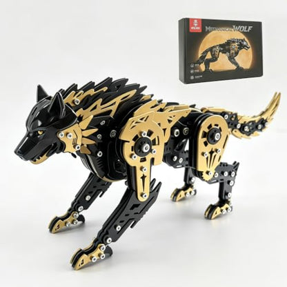 3D Metal Puzzle for Adults,Mechanical Animal Wolf Puzzle Building Set，3D Metal Model Kits, Brain Teaser Puzzles DIY Assembling for Stress Relief - A Collectible Gift for a man and boy (Black) - color: Black