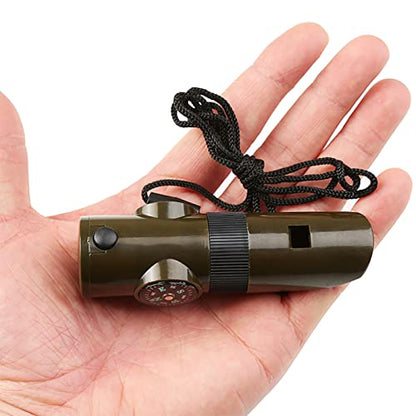 Outdoor Survival Whistle, high-Decibel, with Built-in Compass, Survival Reflector, and LED Flashlight with Lanyard—the Perfect Essential Gear for Outdoor Camping and Exploration.