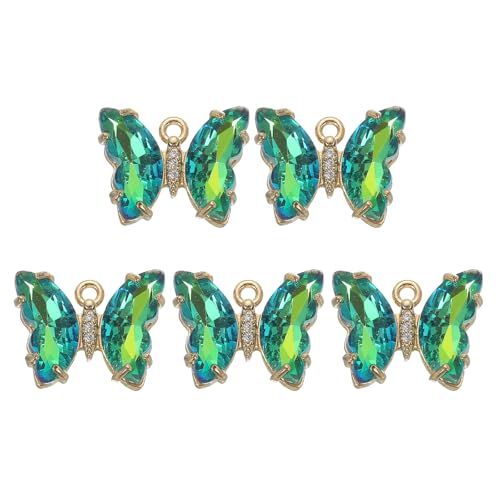 uxcell Crystal Gold Plated Butterfly Charm, Brass Zircon Charm Pendant - color: Bright Green, size: 19x15mm