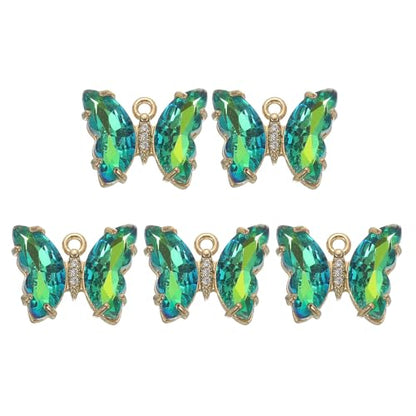 uxcell Crystal Gold Plated Butterfly Charm, Brass Zircon Charm Pendant - color: Bright Green, size: 19x15mm
