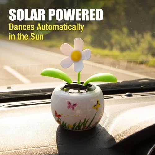 Solar Dancing Solar Powered Dancing White Flower in Colorful Shape Flip Flap Animated Bobblehead Dancer Window Sun Catcher Car Dashboard Decor Solar Power Kits，Learning and Education