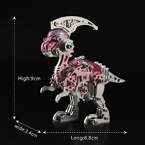 3D Metal Puzzles for Adults,Mechanical Dinosaur,Steel Dinosaur Series DIY 3D Metal Model Kits,Home Decoration Art Handicrafts Gifts Toys - color: B3- Dinosaur-pink