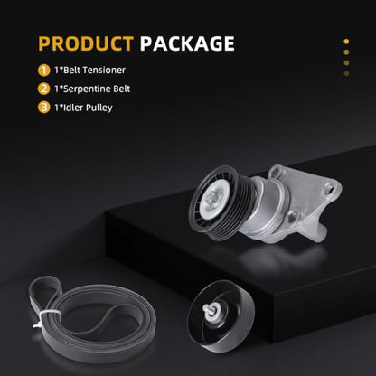 Serpentine Belt Tensioner Idler Pulley Kit #38158 36299 90K-38158D - size: 2004-2009 for Silverado/Yukon/Escalade