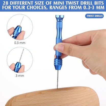 Mudder 57 Pcs Micro Drill Bits & Pin Vise Set 0.1-3mm, Blue - color: Blue