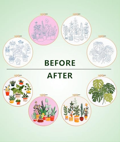 Irosiy Embroidery Starter Kit, 4 Pre-Printed DIY Craft Patterns