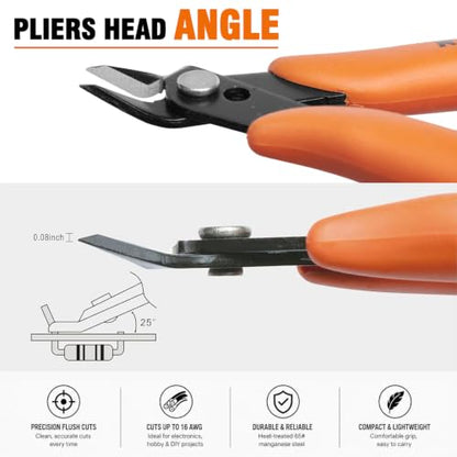 KATA Mini Flush Cutters, 5-Inch Micro Wire Cutters for Jewelry & Model Kits - color: 1 Pack 5" Flush Cutter Orange