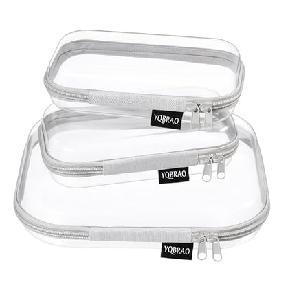YQBRAO 3-Piece Clear Hard Shell Zipper Case Set, 1M 2S, Blue - color: Grey, size: MSS