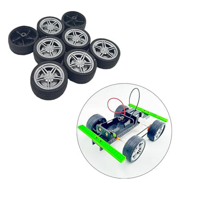 8PCS Toy Car Wheel RC Car Rubber Tire Wheel with Metal Shaft Axles for RC Car Truck DIY Model Toy Building Projects (3x40mm) - style: 3x40mm