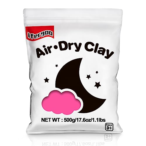 ifergoo 500g Pink Air Dry Clay, 1.1LBS DIY Creative Modeling Clay for Kids - color: Pink/500g