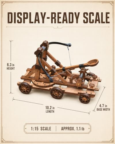Trebuchet Model Kit, Desk Decor, 1:15 Basswood, Ages 14+