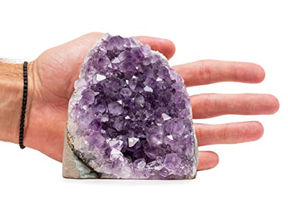 1.5 to 2 Lb Amethyst Crystal Geode From Uruguay – 4" to 6" Height, Natural Large Amethyst Cluster Rock – Crystals and Healing Stones by Samsari - style: 1.5 lb to 2 lb