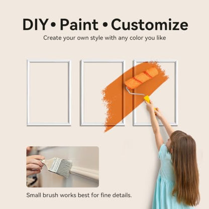 Upick Peel and Stick Wainscoting Pre-Cut Wall Molding Kit, 16"x24", 3-Frame - size: 16"W x 24"H