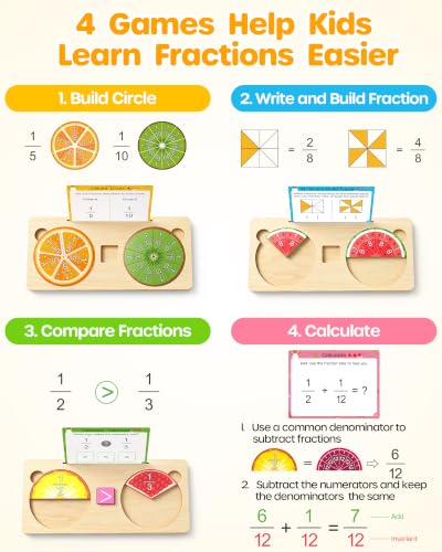 D-FantiX Wooden Fruit Fraction Manipulatives Set