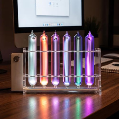 6‑Tube Rare Gas Glow Demonstration Set, He Ne Ar Kr Xe N2 Spectrum Glow Tube for Physics Science Lab Teaching Experiment Display, for Science Education, Collection, Display, Teaching