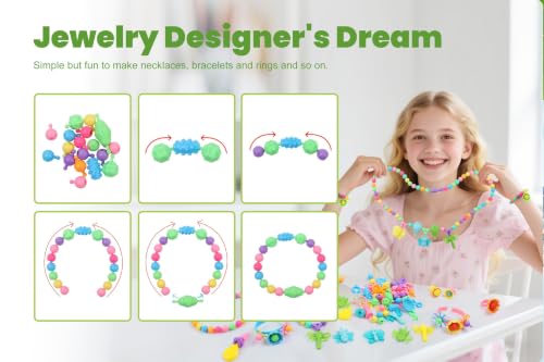 BIRANCO. Deluxe Beading Set with 350+ Pop Beads Include Butterfly, Bee, Dragonfly with Transparent Wings, and Ladybug Jewelry Making Kit for Kids Ages 3-8 - size: with insect features