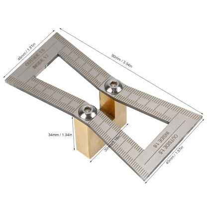 Marker with 1:5/1:6/1:7/1:8 Slopes - Brass and Stainless Steel Scribing Gauge for Woodworking Board Splicing and Right Angle Connections(With Scale) - size: With Scale