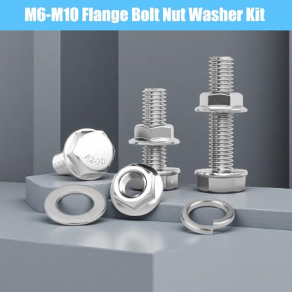 284Pcs M6/M8/M10 Flange Bolt Nut Washer Kit - color: 284pcs M6 M8 M10