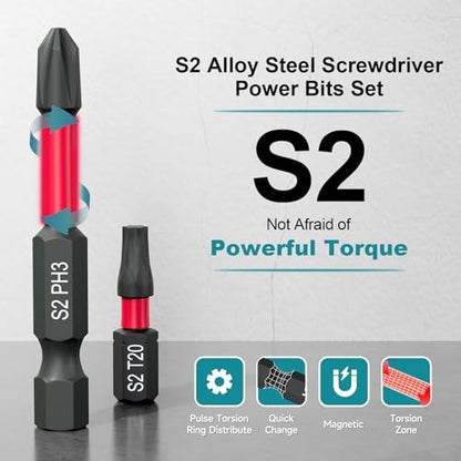 46Pcs Screwdriver Bits Set, S2 Steel Screwdriver Impact Bits Kit - style: 46Pcs Screwdriver Bits Set