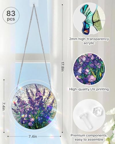 Acrylic Jigsaw Puzzle Suncatcher - Violet Garden - color: Violet Garden, size: S-7.4in*7.4in
