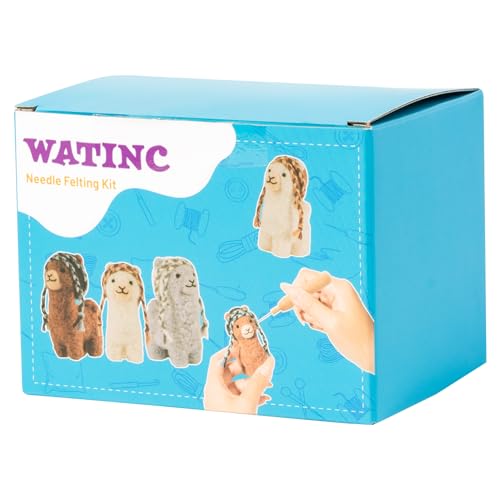 WATINC Needle Felting Kit - 3 Set Unique Different Cute Doll Wool Felt Needle Tools Foam Pad Instruction, DIY Home Decoration Craft Party Supplies for Art Work Starter Beginners (Alpaca) - style: Alpaca