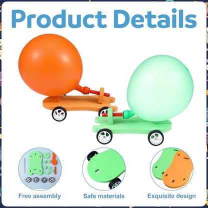 Shappy 24 Sets Car Balloon Powered Racers Balloon Launcher & Powered Car Set Fun Party Gifts Fun Educational Assembly Kit Birthday Party Prizes Presents Easy Science Experiment (Multicolor) - color: Multicolor