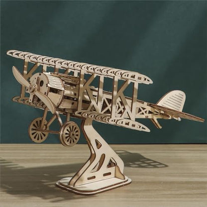 3D Wooden Puzzles Aircraft Vintage Airplane Model DIY Science Kit Birthday for Adults & Teens to Build Combination - style: Airplane
