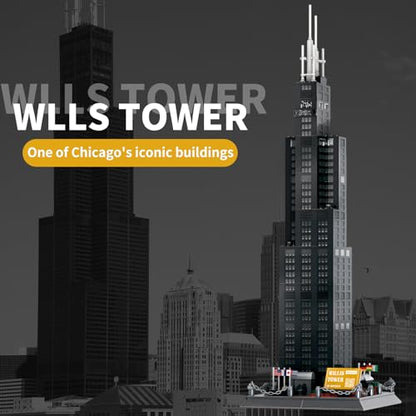 CAXIMSY Willis Tower Chicago Architecture Model Building Blocks Sets The Office Landmarks Skyline Set Toys Collection for Kids Adults 1241Pcs - color: Wlsds Architecture