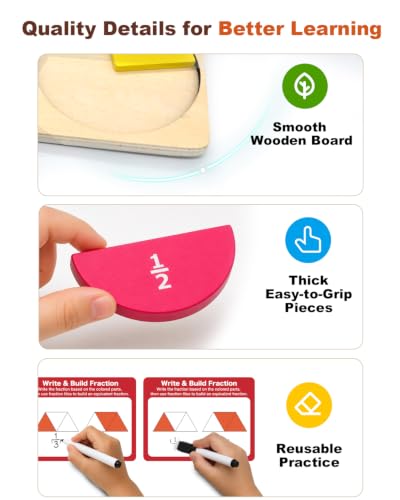 Fraction Manipulatives Set, Fraction Wooden Tiles & Fraction Circles Set