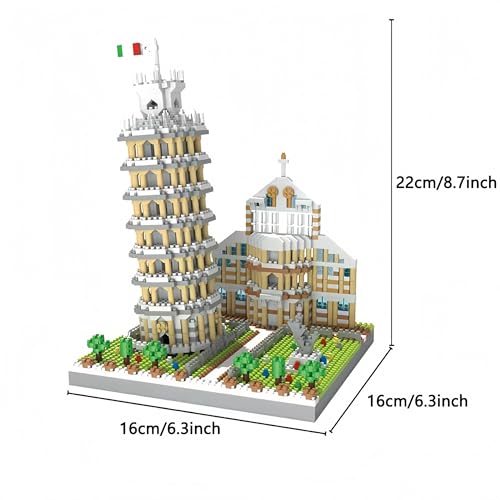 3D Leaning Tower of Pisa Micro Blocks Set Landmark Architecture Model