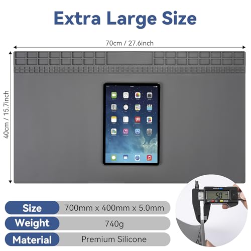 Kaisi Extra Large Soldering Mat, 932°F Heat Resistant Silicone Solder Mat - color: Grey, size: 27.6'' x 15.7''