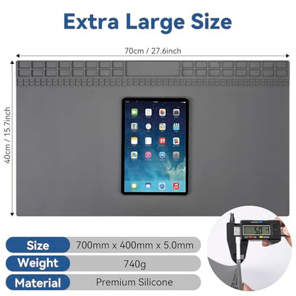 Kaisi Extra Large Soldering Mat, 932°F Heat Resistant Silicone Solder Mat - color: Grey, size: 27.6'' x 15.7''