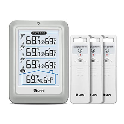 Indoor Outdoor Thermometer Wireless 4.5 Inch Display Digital Hygrometer - color: White
