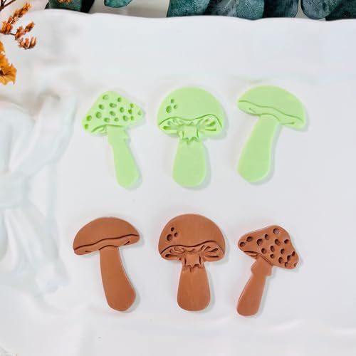Xaekicr 3pcs Mushroom Clay Cutters – Polymer Clay Cutters for Earrings, Textured Clay Molds, Clay Tools for Polymer Clay Jewelry Making - color: 2N color