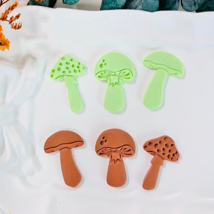 Xaekicr 3pcs Mushroom Clay Cutters – Polymer Clay Cutters for Earrings, Textured Clay Molds, Clay Tools for Polymer Clay Jewelry Making - color: 2N color