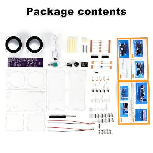 DIY Bluetooth Speaker Kit with LED Light Show - Acrylic Case Dual Speaker Set - Soldering Practice Electronics Kit for Adults & Teens - STEM Projects