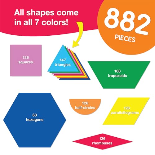 Pattern Block Shapes, Math Manipulatives, 882 Piece