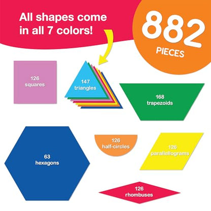 Pattern Block Shapes, Math Manipulatives, 882 Piece