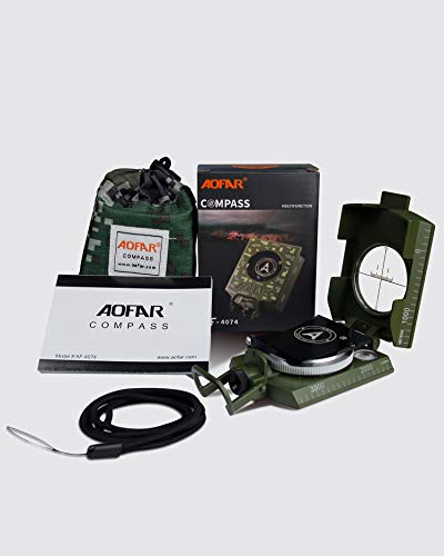 AOFAR AF-4074 Military Compass for Hiking,Lensatic Sighting Waterproof,Durable,Inclinometer for Camping,Boy Scount,Geology Activities Boating - color: Camouflage