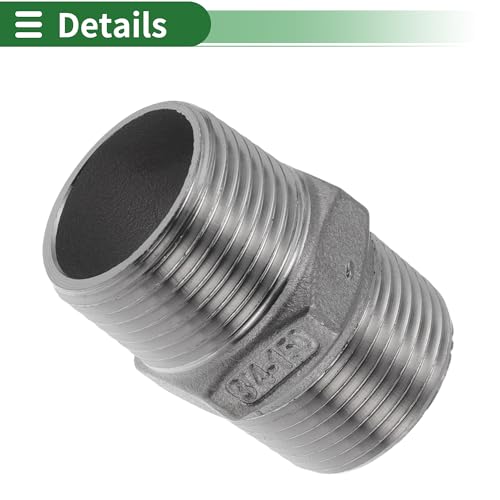 304 Stainless Steel Pipe Fittings 3/4" BSPT Male Hex Nipple Adapter 4 Pcs - size: 3/4" BSPT