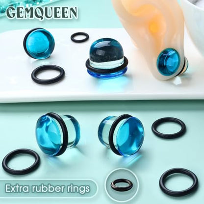 GEMQUEEN 24 Pcs 0.5mm Increments Glass Ear Stretching Kit Hypoallergenic - color: Blue, size: 18mm(11/16'') | 2pcs