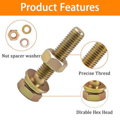 1020PCS Grade 8.8 Metric Bolt Assortment Kit -M4 M5 M6 M8 Heavy Duty Hex Bolts & Nuts with Washers,Yellow Zinc Plated(12-30mm), Automotive/Furniture Hardware,Assorted Metric Fasteners for DIY & Repair