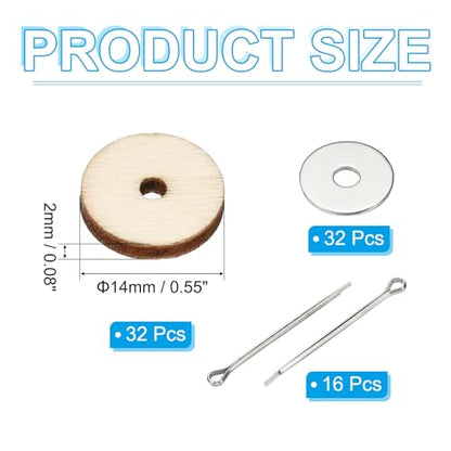 PATIKIL 14mm Doll Joints, 16 Set Removable Cotter Pin Joints Connector and Fiberboard Tray for Bear Limbs Making Head DIY Crafts Accessories - size: 14mm