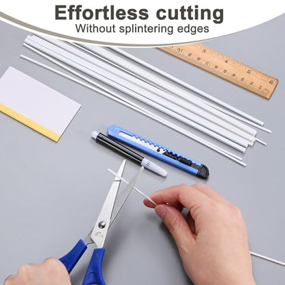 M METERXITY 10-Pack Square Plastic Bars Rods, 5mm x 250mm ABS Smooth Plastic Tube Rod for DIY Craft Sticks/Sand Table Model/Scene Making, Easy to Cut and Paint[White] - size: 5mm x 250mm
