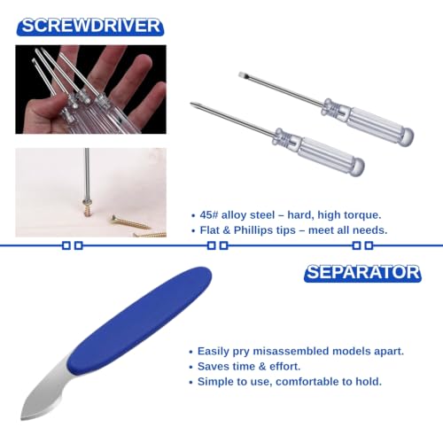 Gundam Model Tools Kit, 34pcs Hobby Tool Set, Pliers, Separator, Files, Screwdriver, Tweezers, Polishing Strip, Graver, Blades for Buildings, Gundam, Robots Models Minature